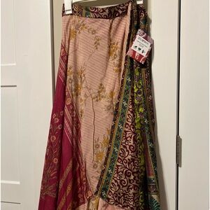 darn good yarn Sari Silk Wrap Skirt (Ankle length)